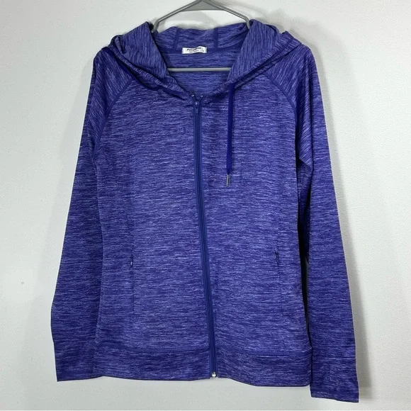 Pinspark Women's Heathered Purple Workout Sporty Zip Hooded Jacket Size M - Picture 1 of 10